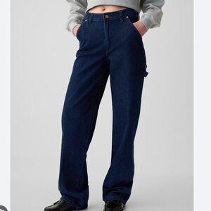 GAP Mid Rise 90' Loose Carpenter Jeans Cargo Cotton Dark Wash Wide Leg 27/4T